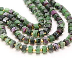 Ruby Zoisite Microfaceted Hexagon Heishi 4x8mm
