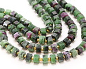 Ruby Zoisite Microfaceted Hexagon Heishi 4x8mm