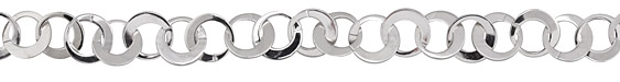 Silver Finish Retro Linked Flat Ring Chain