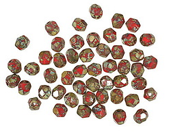 Czech Glass Opaque Red Picasso Fire Polished Round 4mm