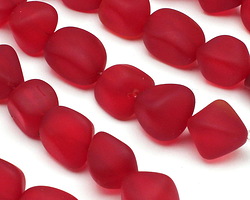 Cherry Red Beach-Style Glass Glass Small Nugget 11-17x10-13mm