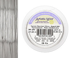 Artistic Wire Tarnish Resistant Silver 26 gauge, 30 yards
