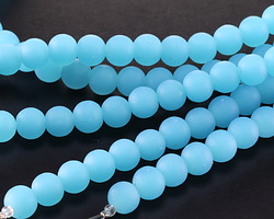 Opaque Blue Opal Beach-Style Glass Round 8mm