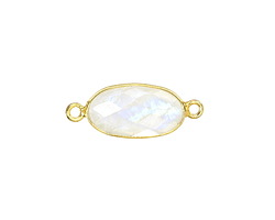 Rainbow Moonstone Faceted Oval Link in Gold Vermeil 24x9mm