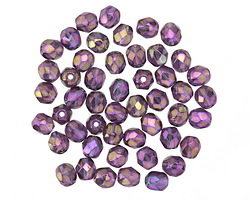 Czech Glass Luster Iris Tanzanite Fire Polished Round 4mm