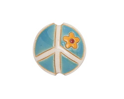 Golem Studio Peace Sign Carved Ceramic Lentil 23mm