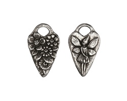 Green Girl Pewter Fairy Flower Heart Pendant 14x24mm