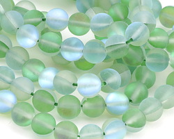 Emerald Fused Glass AB (matte) Round 10mm