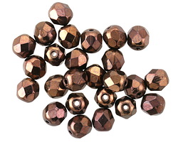 Czech Glass Dark Bronze Fire Polished Round 6mm