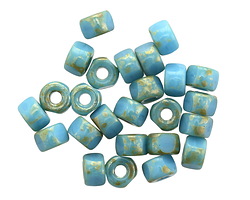 Czech Glass Matubo Blue Turquoise Picasso Tri-cut 2/0 Seed Bead