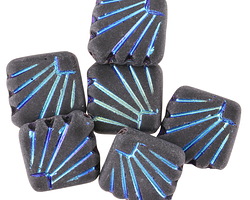 Czech Glass Matte Jet AB Deco Fan Diamond 17mm