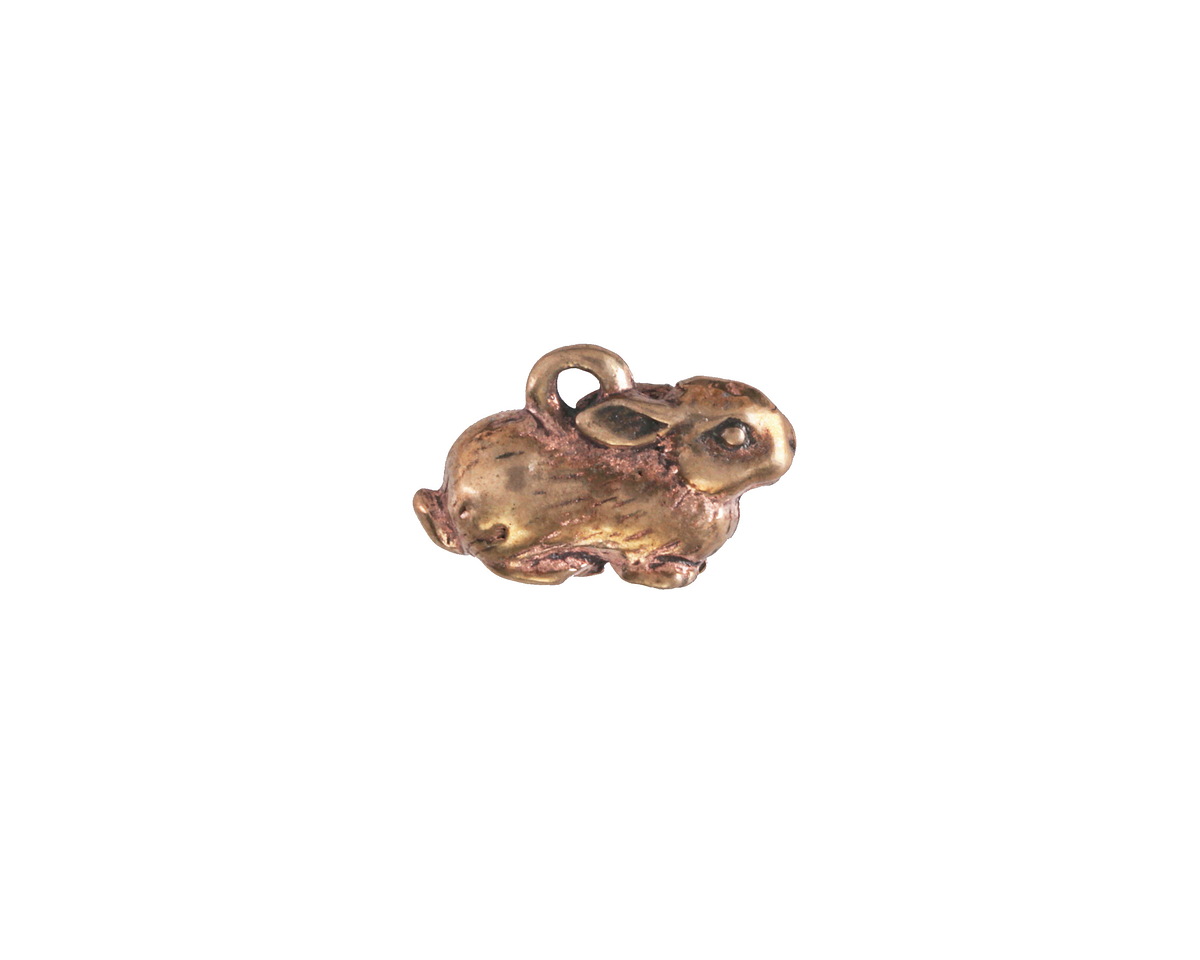 Green Girl Bronze Tiny Bunny Charm 15x10mm