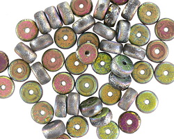 Czech Glass Textured Matte Vitrail Heishi 3x6mm