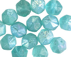 Czech Glass Aquamarine AB English Cut 10mm