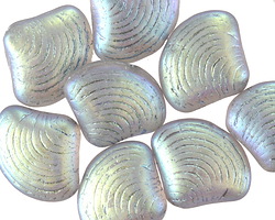 Czech Glass Matte Black Diamond AB w/ Silver Wash Clam Shell Bead 15x18mm