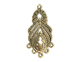 Antique Gold (plated) Peacock Plume Chandelier Focal 23x45mm