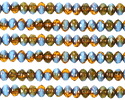 Czech Glass Bronzed Medium Blue and Amber Fire Polished Rondelle 3x5mm