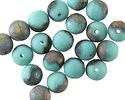Czech Glass Textured Matte Turquoise w/ Rainbow Metallic Finish Round Druk 8mm