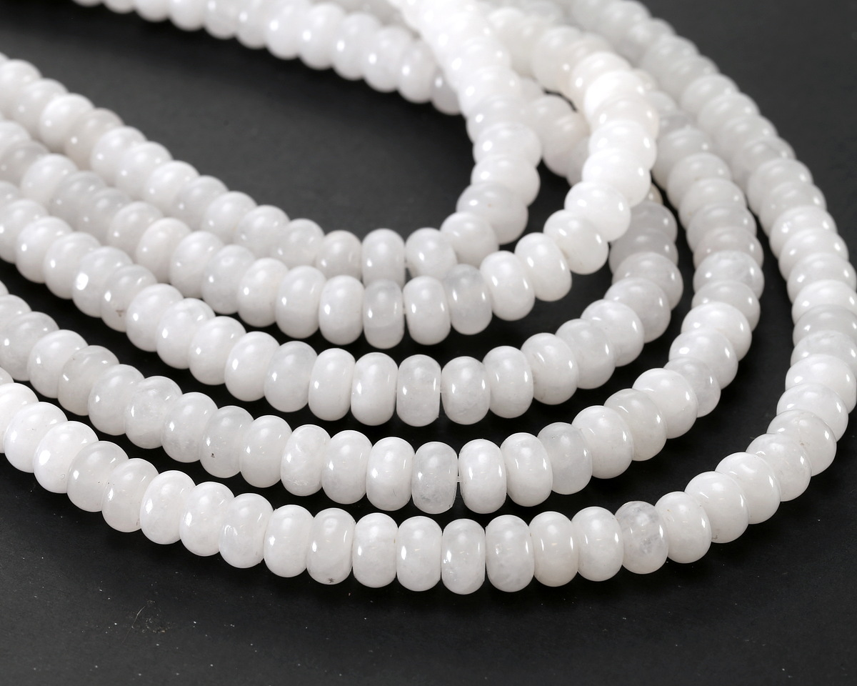 White Agate Rondelle 5x8mm
