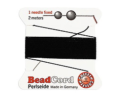 Black Griffin Silk Beading Cord Size 4 (0.6mm), 2 meters