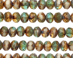 Czech Glass Crystal Camo Fire Polished Rondelle 5x7mm