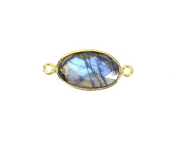 Labradorite Faceted Oval Link in Gold Vermeil 23-25x9-10mm