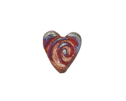 Xaz Raku Stan's Rust Spiral Mini Heart 15mm