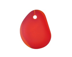 Cherry Red Beach-Style Glass Large Pebble Pendant 23-25x27-33mm