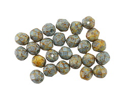 Czech Glass Matte Bisque w/ Turquoise Wash Fire Polished Round 6mm
