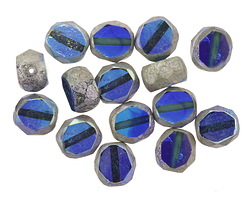 Czech Glass Mykonos AB w/ Antique Silver Faceted Table Cut Oval 8x7mm