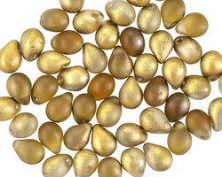 Czech Glass Matte Amber w/ Gold Teardrop 5x7mm