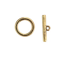 Antique Brass (plated) Plain Round Toggle Clasp 12.6mm, 18mm Bar