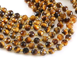 Tiger Eye (A) Microfaceted Rondelle 5x6mm