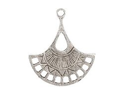 Mykonos Antique Silver (plated) Fan Drop Pendant 26x30mm