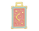 24K Gold (plated) Pink Coral & Turquoise Blue Enamel Tarot Card Focal 18x29mm