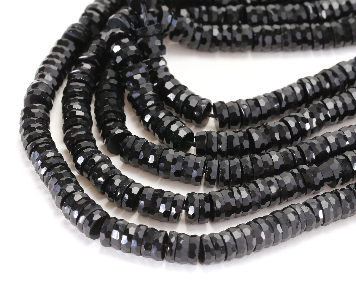 Black Obsidian Microfaceted Heishi 2x6mm
