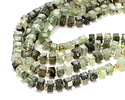 Green Tourmalinated Quartz Microfaceted Hexagon Heishi 4x8mm