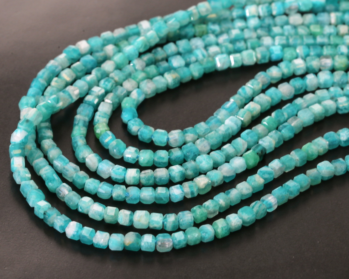 Russian Amazonite (A) Microfaceted Cube 2.5mm