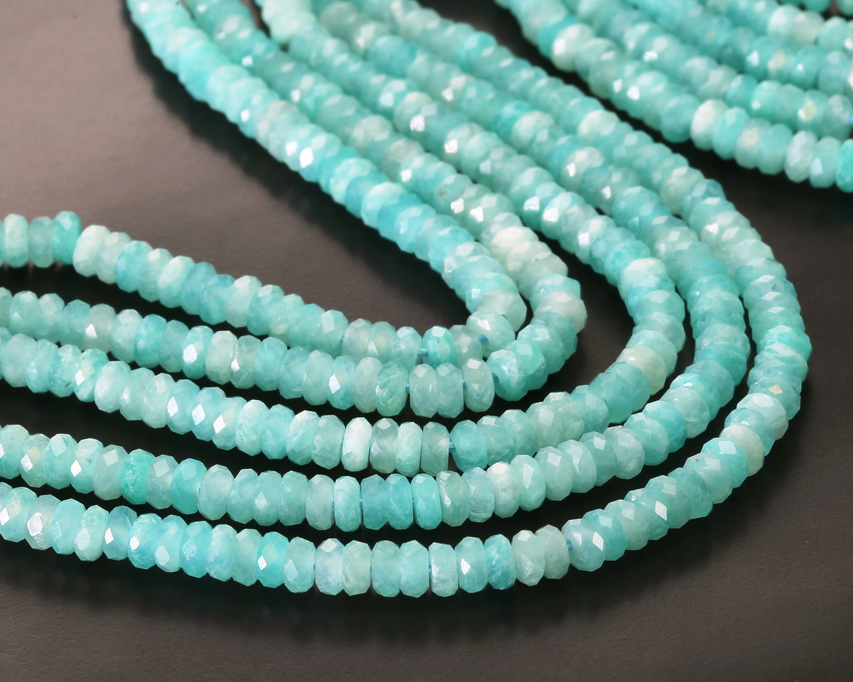 Brazil Amazonite (A) Microfaceted Rondelle 2x4mm
