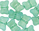 Czech Glass Matte Sea Green w/ Golden Iridescent Luster Butterfly 16x11mm