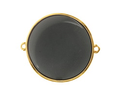 24K Gold (Plated) Transparent Jet Resin Round Focal Link 33x30mm