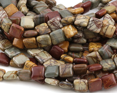 Red Creek Jasper Puff Square 10mm