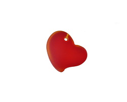 Cherry Red Beach-Style Glass Puffed Sweeping Heart Pendant 19x18mm
