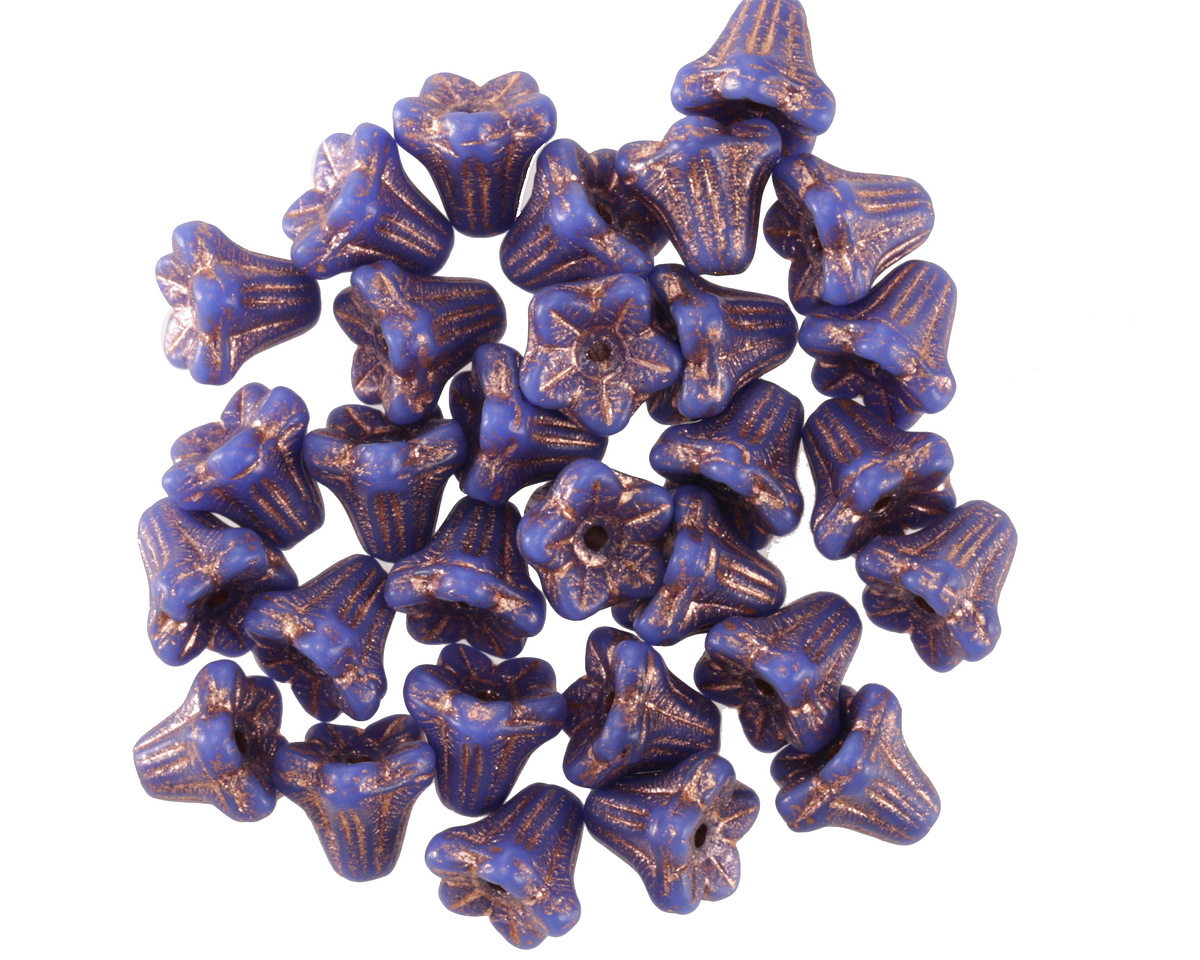 Czech Glass Bronzed Indigo 5 Point Bellflower 5x6mm