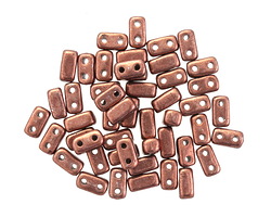 CzechMates Glass ColorTrends: Sueded Gold Ash Rose 2-Hole Brick 3x6mm