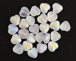Czech Glass Matte Crystal AB Heart 6mm