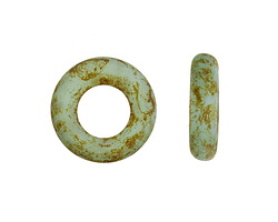 Czech Glass Matte Sea Green Picasso Ring 18mm