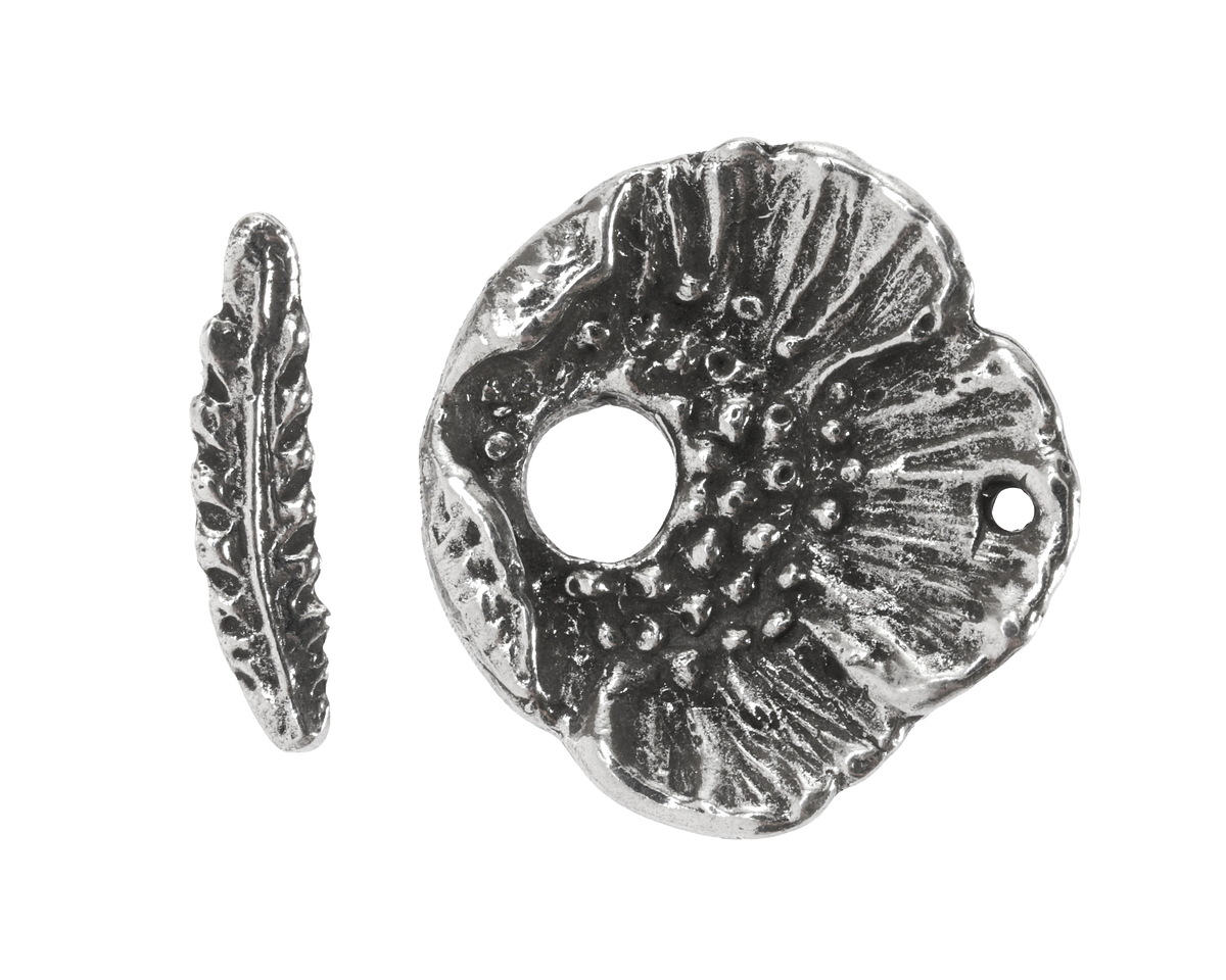 Green Girl Pewter Poppy Toggle Clasp 25x26mm