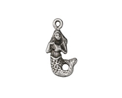 Mykonos Antique Silver (plated) 2-Sided Mermaid Charm 22mm