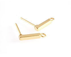 Gold (plated) Stainless Steel Bar w/ Loops Post Earring 2x13mm
